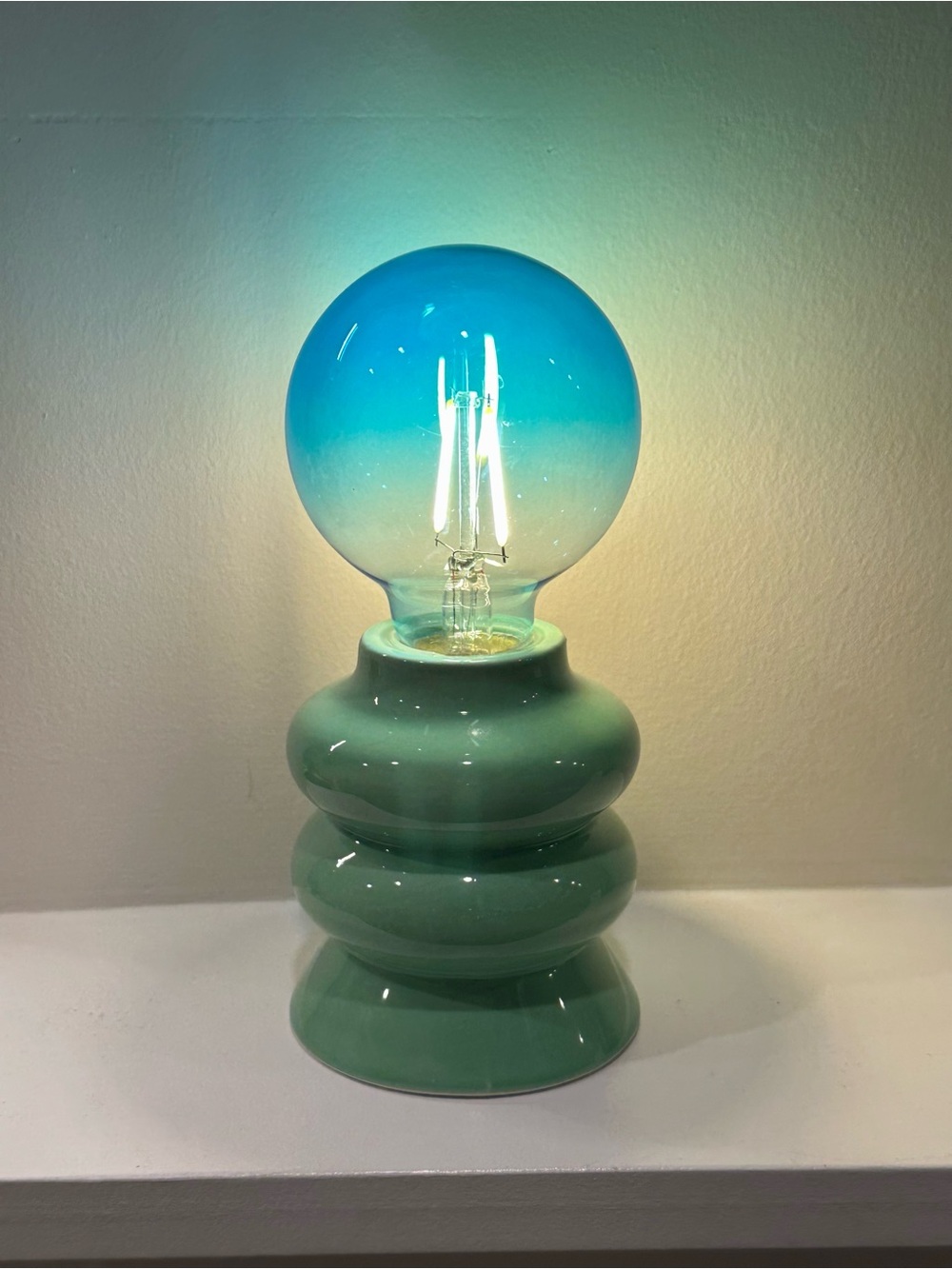 Ceramic Table Lamp with Aqua Gradient Globe
